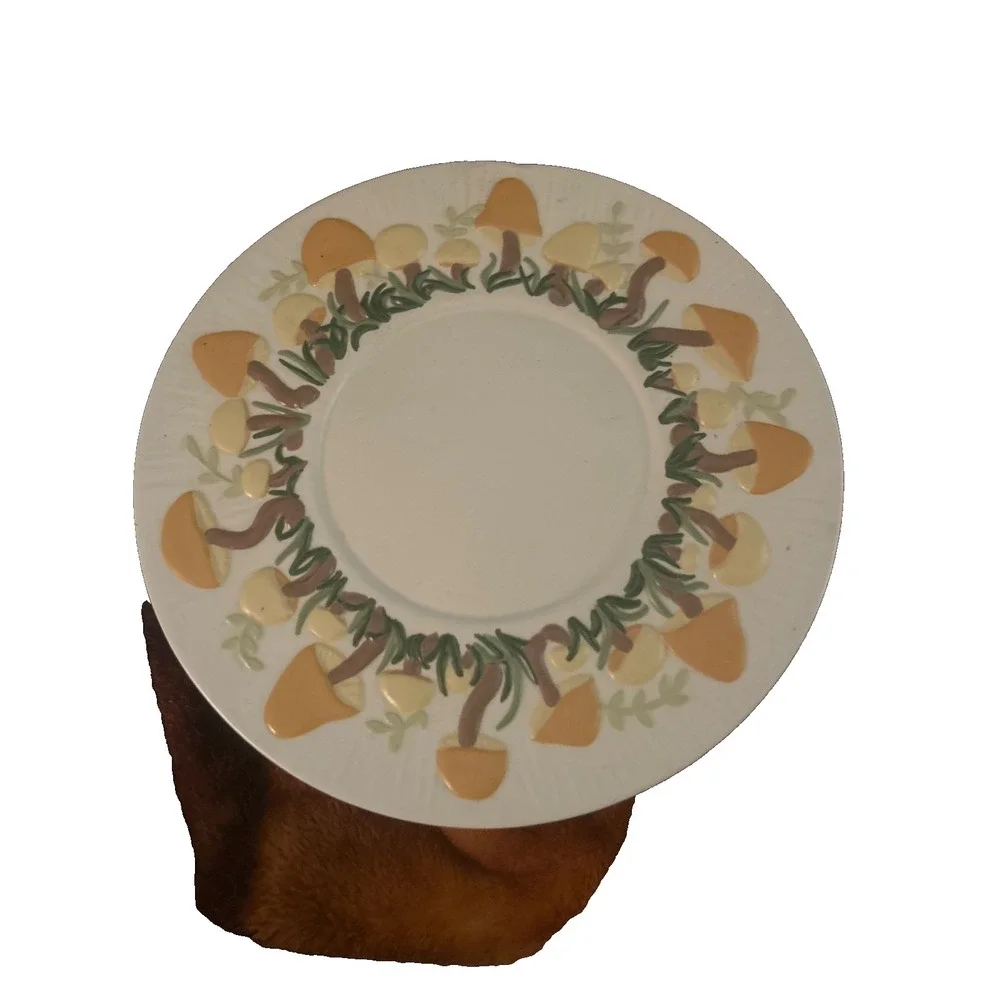 Vtg 70s Mushroom Ceramic Plate 11